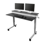 Bureau réglable 160 x 65,8 x 18 cm pour un espace de travail ergonomique et flexible. Double plateau pour deux écrans et accessoires, design moderne et élégante