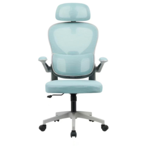 Chaise de Bureau "AeroFlow" – Bleu Ciel & Gris