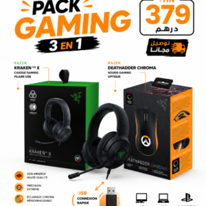 CASQUE RAZER KRAKEN X + SOURI RAZER DEATHADER Chroma